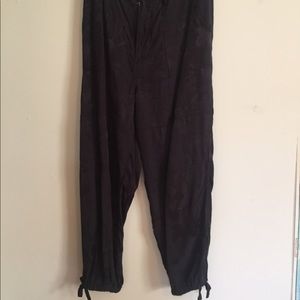 Anthropologie black brocade joggers